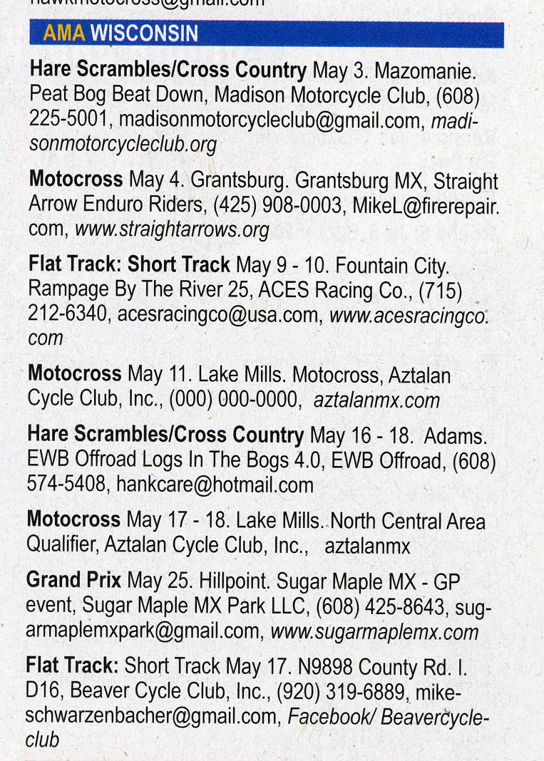 Wisconsin AMA Events – General Chatter – Wisconsin BMW Club Forum